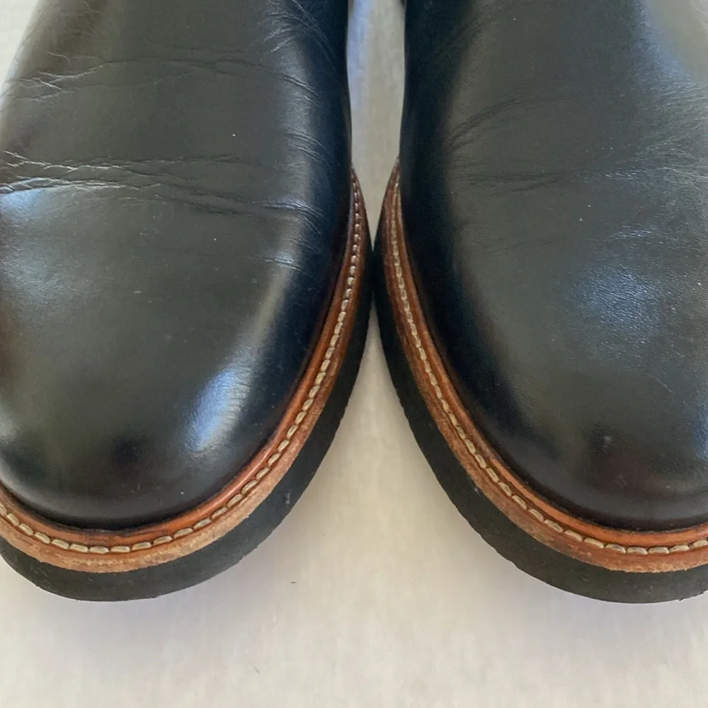 Samuel Hubbard Men's Black Leather Chelsea Boots with Brown Trim Size 8.5